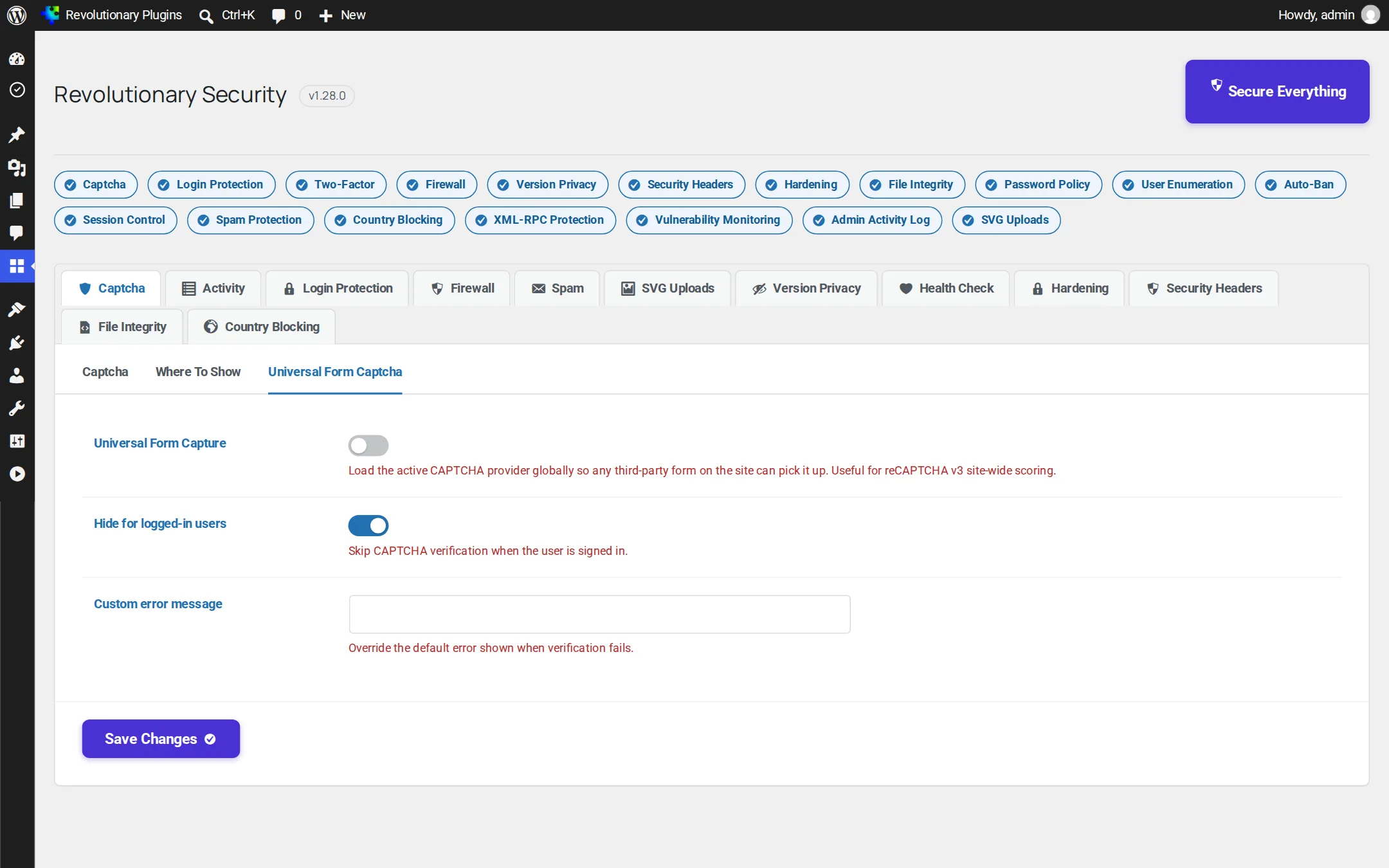 Universal form captcha