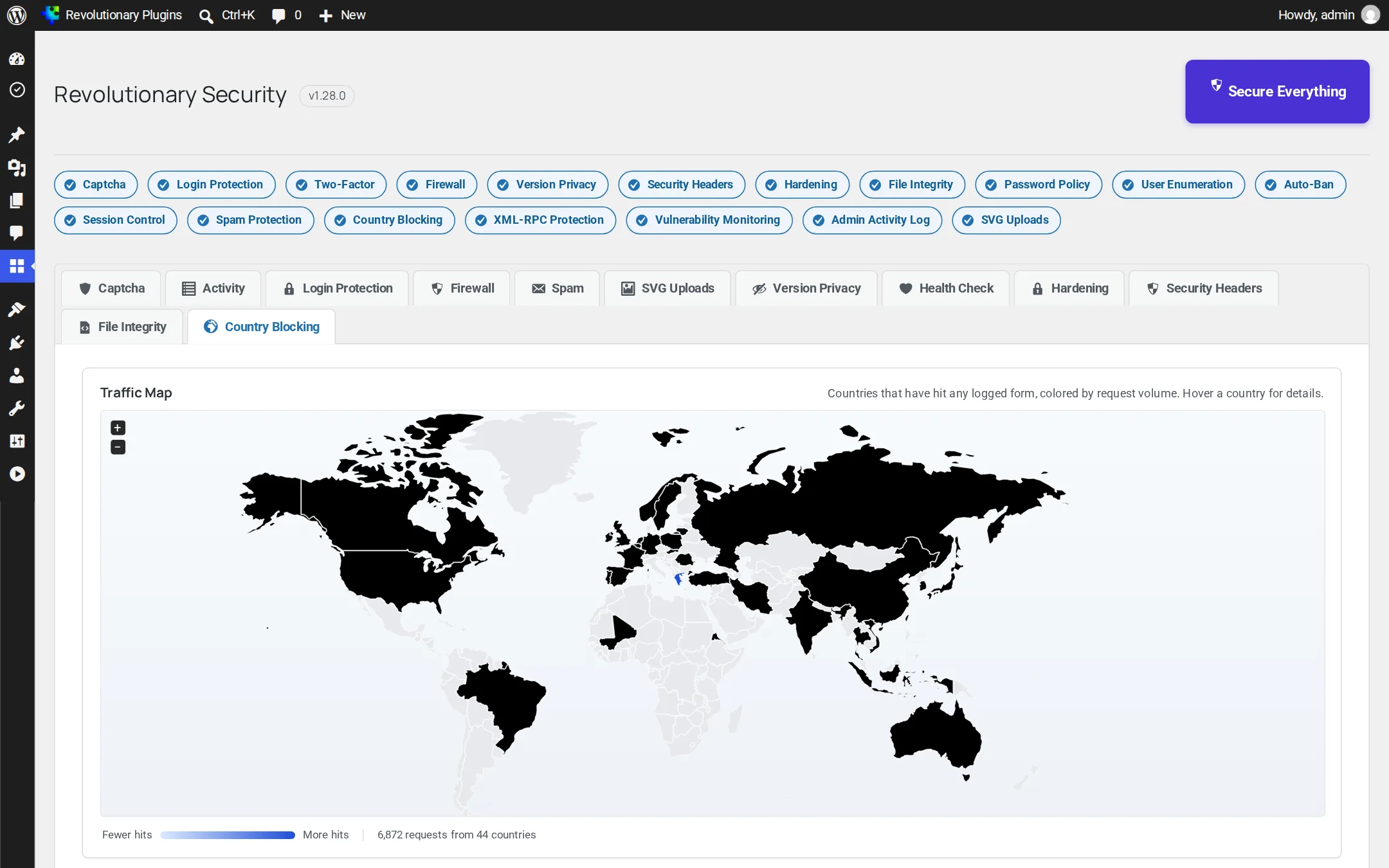 Country blocking and traffic map