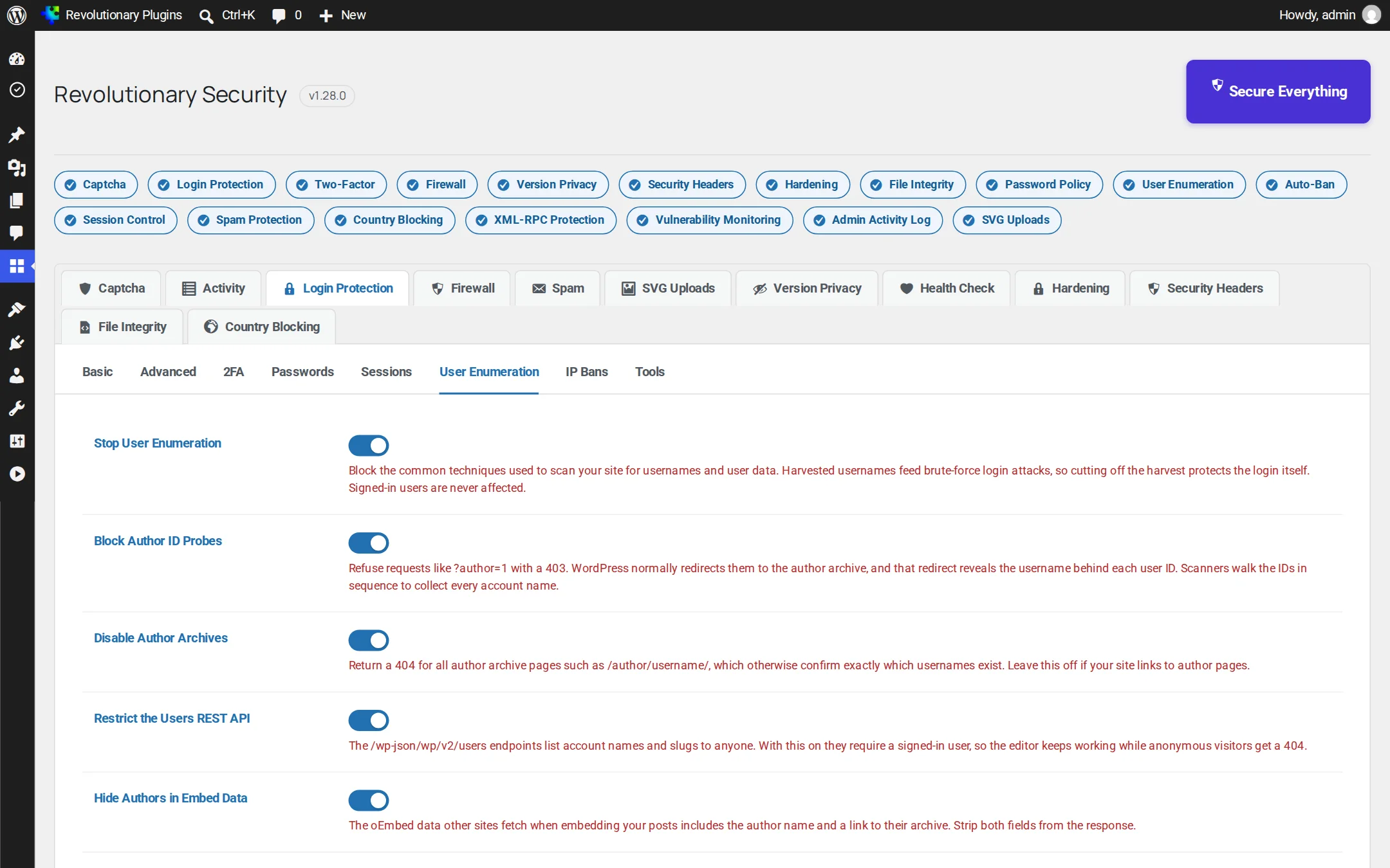User enumeration shield