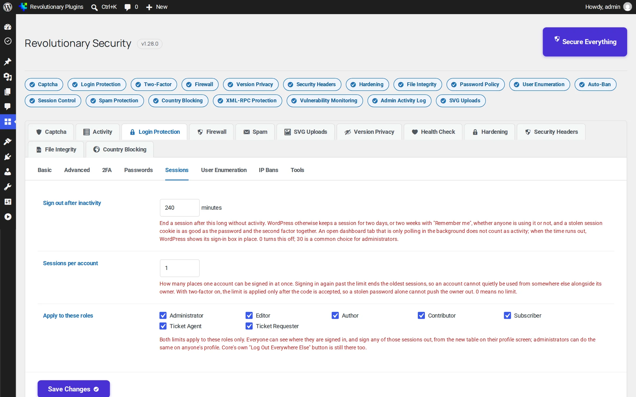 Session controls