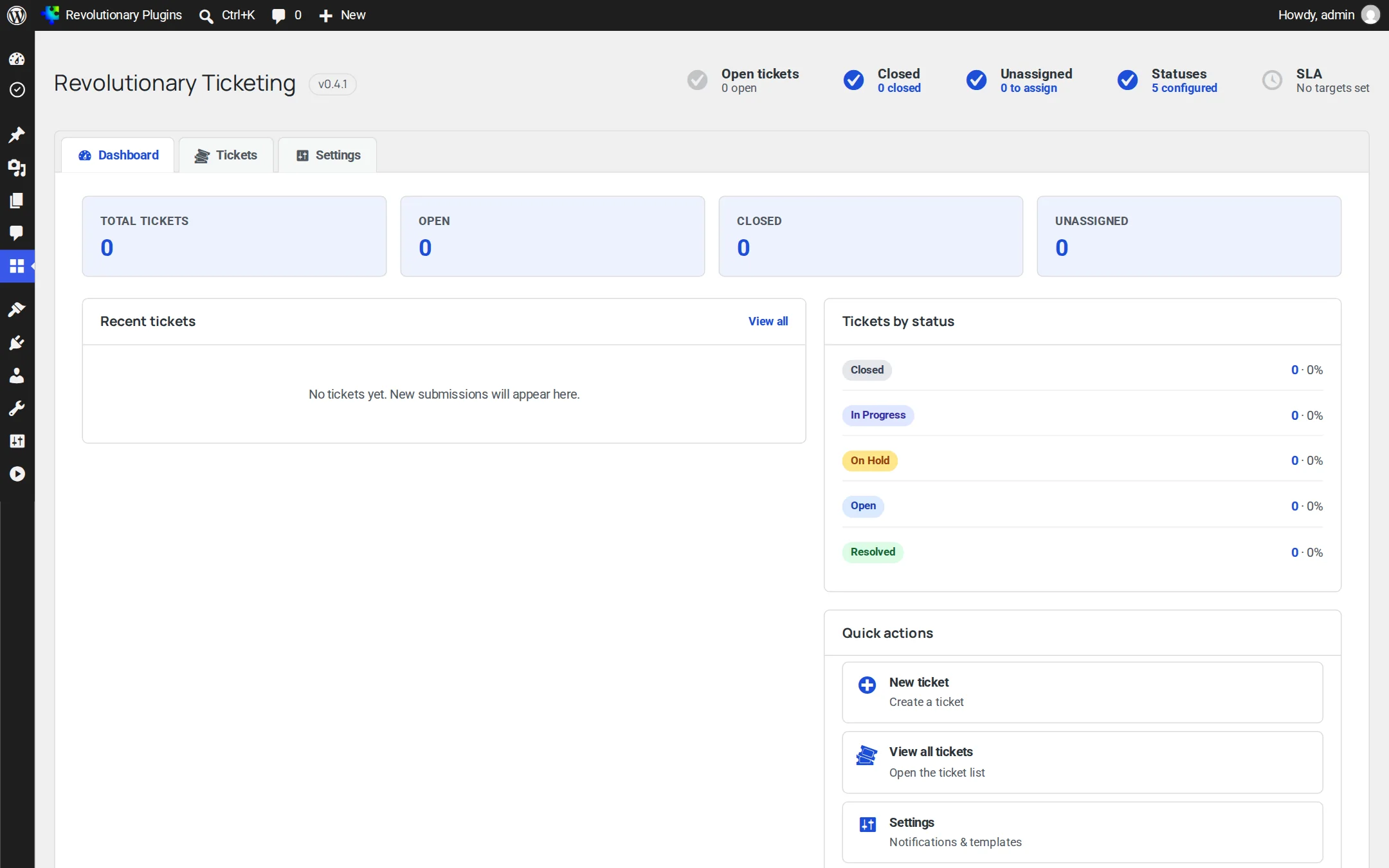 Ticketing dashboard